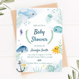 Baby Shower Einladung mit unter dem Thema Meer