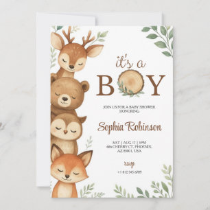 Baby-Shower-Einladung mit Waldthema Einladung