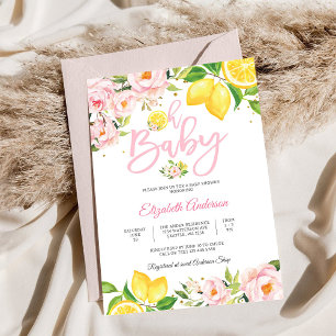 Baby Shower Einladung mit Zitronenblütenmotiv