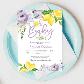 Baby Shower Einladung mit Zitronenblütenmotiv