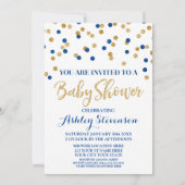 Baby Shower Einladung Navy Blue Gold Confetti (Rückseite)