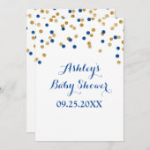 Baby Shower Einladung Navy Blue Gold Confetti (Vorne/Hinten)