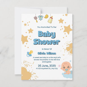 Baby Shower Einladung Neutral Beige Moderner Stil