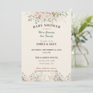 Baby Shower Einladung Neutrale Botanische Boho