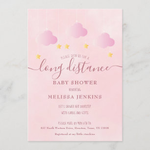Baby Shower Einladung per Post für Mädchen Rosa