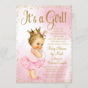 Baby-Shower-Einladung per Post Rosa Gold Blondine Einladung