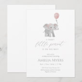 Baby Shower Einladung rosa Elefant (Vorne/Hinten)