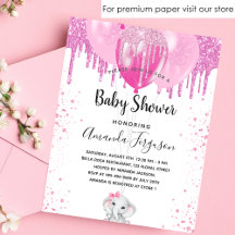 Baby Shower Einladung rosa Elefant Mädchen Budget