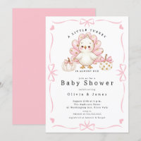Baby-Shower-Einladung Rosa Kleiner Truthahn