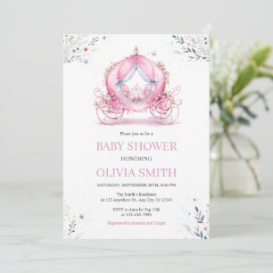 Baby-Shower-Einladung Rosa Kutsche Einladung