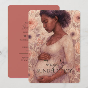 Baby Shower Einladung, Schwarze schwangere Frau Einladung