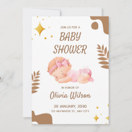 Baby Shower Einladung Soft Pink Ästhetik