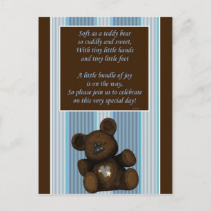 Baby Shower Einladung Teddy Bär mit dem Gedicht BO
