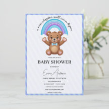 Baby Shower Einladung Teddy Bär Regenbogen Süß Neu