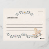 Baby Shower Einladung | Teddy Bear Foil Postcard (Rückseite)