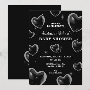 BABY SHOWER Einladung zu Black Hearts bubble