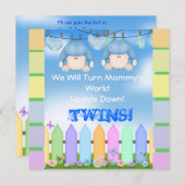 BABY SHOWER Einladungen BOY TWINS! (Vorne/Hinten)
