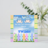 BABY SHOWER Einladungen BOY TWINS! (Stehend Vorderseite)