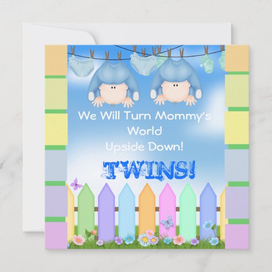 BABY SHOWER Einladungen BOY TWINS! (Vorderseite)