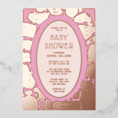 Baby Shower Einladungen Foil Funky Pink Rose Gold (Vorderseite)