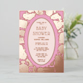 Baby Shower Einladungen Foil Funky Pink Rose Gold (Stehend vorne)