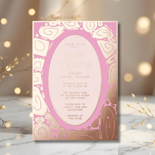 Baby Shower Einladungen Foil Funky Pink Rose Gold