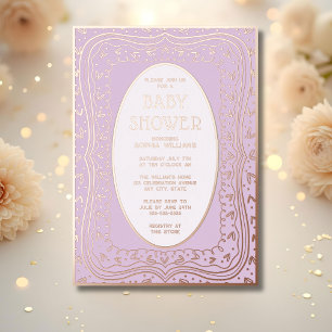 Baby-Shower-Einladungen Geschlechtsneutral Lavende Folieneinladung