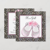Baby Shower Einladungen mit rosa Leopard (Vorne/Hinten)