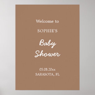 Baby-Shower Einladungsplakat im sanften Braun Poster