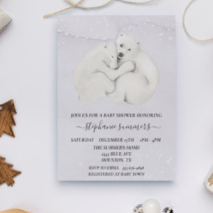 Baby-Shower-Eisbär-Junge Winter-Aquarell Einladung