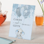 Baby Shower Elefant Junge blauen Ballons Karten Ge Sockelschild (In Situ)