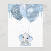 Baby Shower Elefant Junge Blue Einladung Flyer (Hinten)