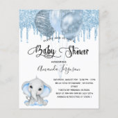 Baby Shower Elefant Junge Blue Einladung Flyer (Vorne)