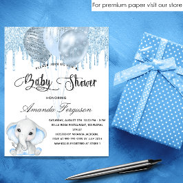 Baby Shower Elefant Junge Blue Einladung Flyer