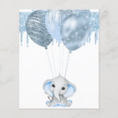 Baby Shower Elefant Junge Blue Einladung Flyer (Hinten)