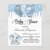 Baby Shower Elefant Junge Blue Einladung Flyer (Vorne)