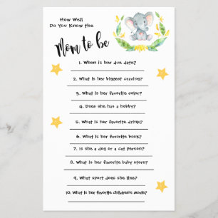 Baby-Shower-Elefant Wie gut kennen Sie die Karte