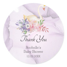 Baby Shower Elegant Swan Watercolor Vielen Dank