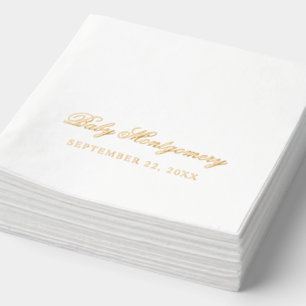 Baby-Shower Elegantes Skript Personalisierter Name Servietten Mit Folie