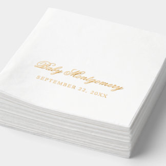 Baby-Shower Elegantes Skript Personalisierter Name Servietten Mit Folie