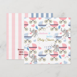 Baby Shower Elephant Baby StrollerCard Invitation  Einladung
