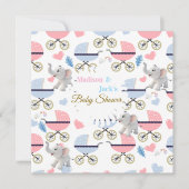 Baby Shower Elephant Baby StrollerCard Invitation  Einladung (Vorderseite)