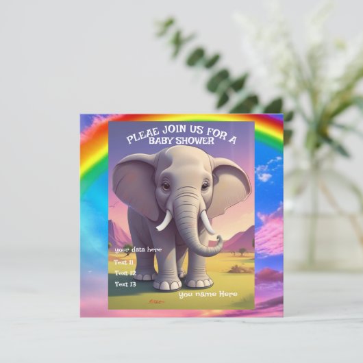 Baby Shower Elephant Einladung (Stehend Vorderseite)