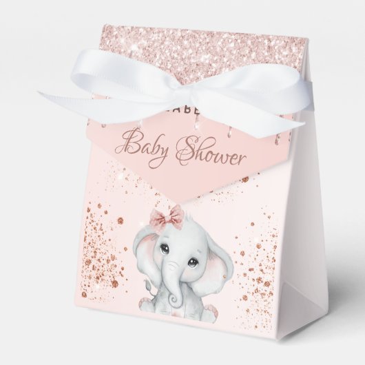 Baby Shower elephant rosa gold blush pink glitter Geschenkschachtel (Vorderseite)