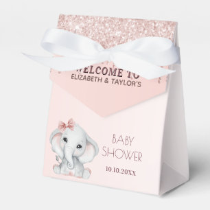 Baby Shower elephant rosa gold blush pink glitter Geschenkschachtel