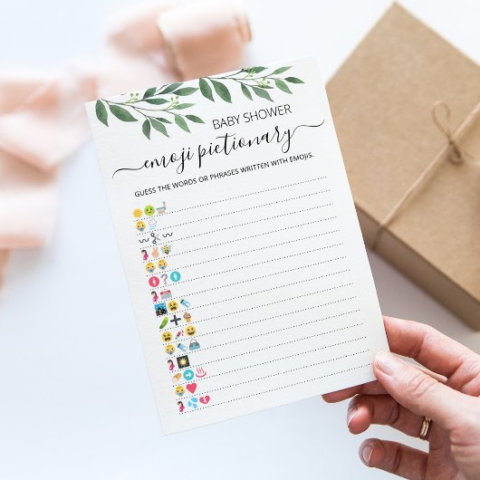 Baby Shower Emoji Pictionary game Card Einladung