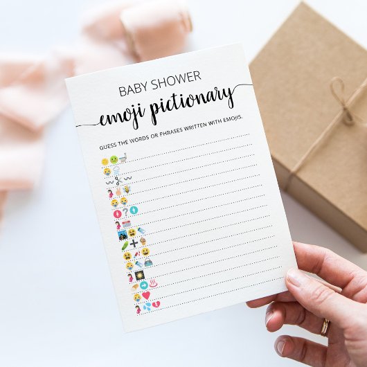 Baby Shower Emoji Pictionary game Card Einladung