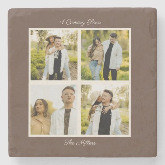 Baby Shower Erinnerungsdecke Baby Ankündigung Gesc Steinuntersetzer (Vorderseite)