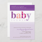 BABY SHOWER ERSUCHT :: Baby gemustert letters 2P Einladung (Vorne/Hinten)
