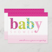 BABY SHOWER ERSUCHT :: Baby gemustert letters 3L Einladung (Vorne/Hinten)